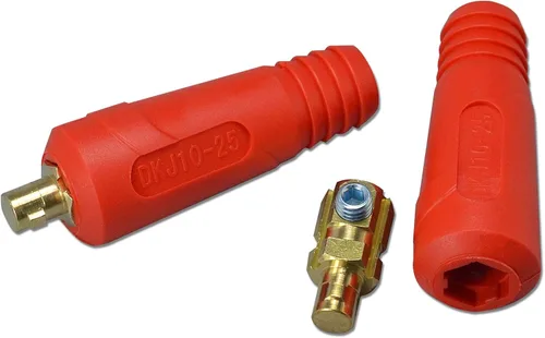 Vista 4 de RIVERWELD Conector del panel del cable de soldadura TIG DKJ10-25 200A 2pcs con ajuste rápido estilo Dinse de color negro