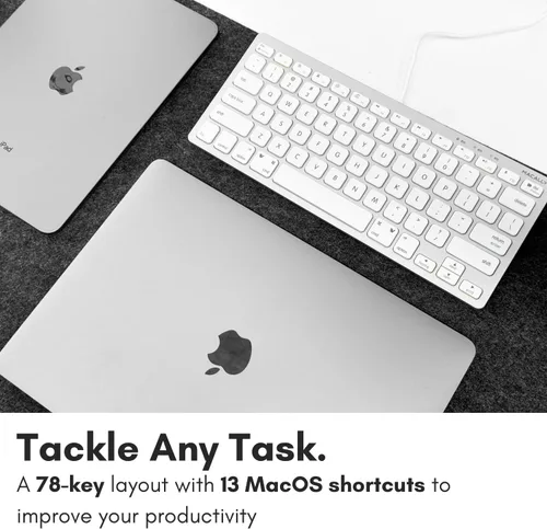 Vista 2 de Teclado pequeño con cable Macally para Mac y Windows - 78 teclas de corte de tijera compatibles con el teclado Apple para MacBook Pro/Air, iMac, Mac