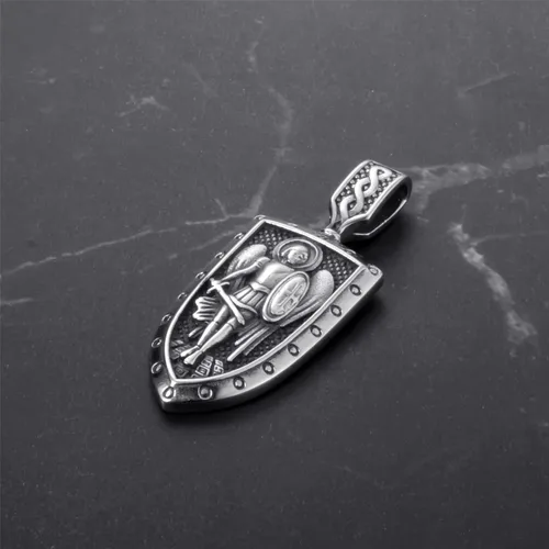 Vista 3 de ELFASIO Colgante de San Miguel medalla de San Cristóbal medallas de San Benito collar de cruz de Jesús para hombres y mujeres colgante de acero