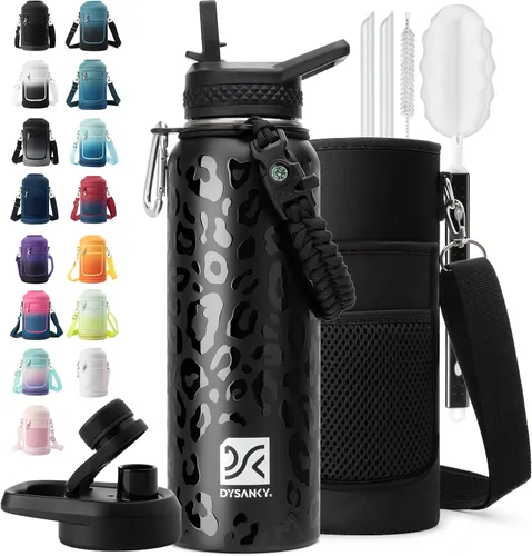 Vista 66 de DYSANKY Botella de agua aislada de 32 onzas, metal al vacío de acero inoxidable grueso, jarra de agua deportiva portátil para gimnasio y senderismo