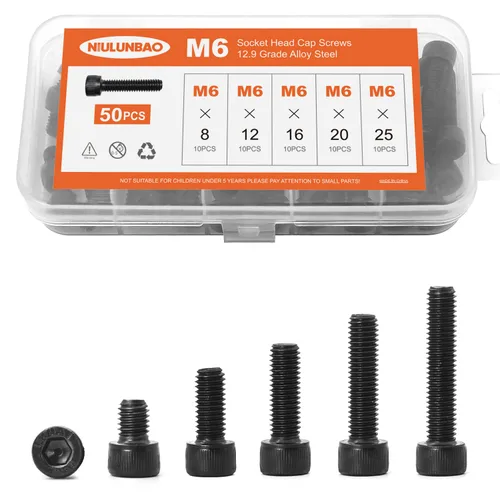 Vista 16 de Tornillos de cabeza hexagonal M3 x 4 mm, 6 mm, 8 mm, 10 mm, 12 mm, pernos de acero de aleación de grado 12.9, acabado de óxido negro, unidad