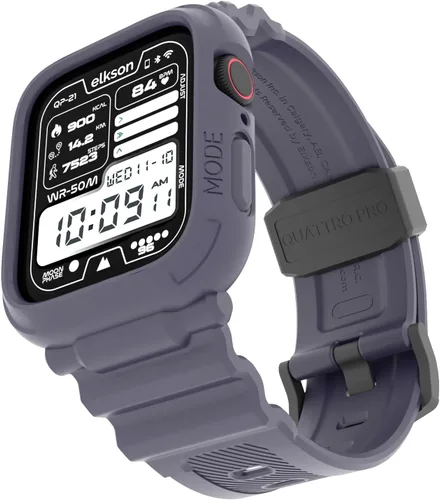 Vista 12 de Elkson Diseñado para Apple Watch Series SE3 9/8/7/6/5/4 [44/45mm], Funda Protectora Resistente de Grado Militar Quattro Pro Series con Correas