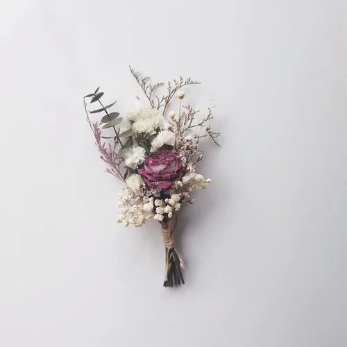 Vista 9 de Mini ramo de flores secas Ramos de rosas secas para buzón de regalo Boutonniere Pastel de flores boho (A)