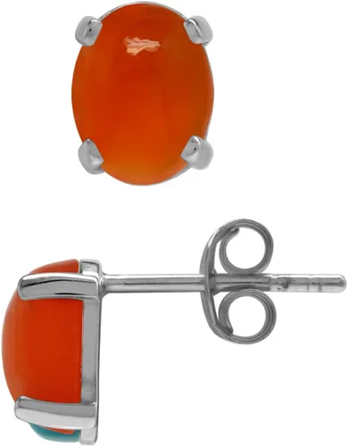Vista 10 de Silvershake Aretes de plata de ley 925 chapados en oro blanco o amarillo de 0.315 x 0.236 in con forma ovalada de piedra natal de piedra natal