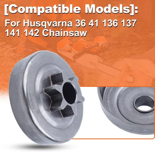 Vista 3 de Tambor de piñón de accionamiento de embrague 3/8"-6T para Husqvarna 36 41 136 137 141 142 motosierra 530047061, 530 04 70 61