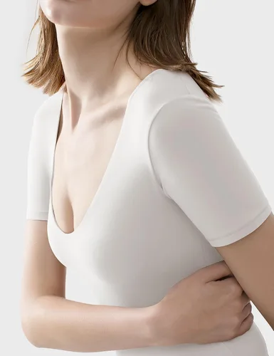 Vista 5 de PUMIEY Body de manga corta con cuello en V para mujer, colección Sharp