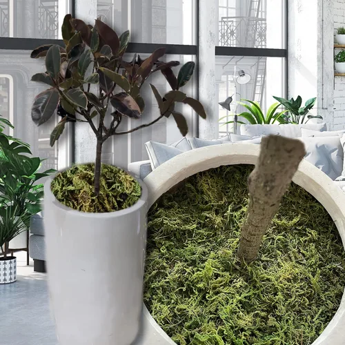 Vista 3 de Musgo artificial de 18 onzas para plantas en maceta y plantas falsas, musgo decorativo sintético para macetas y manualidades