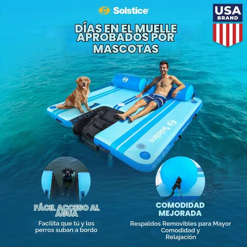 Vista 2 de SOLSTICE Inflatable Pup Plank, Dog Water Ramp for Boats & Docks - Floating Platform for Pets for Lake, River, Beach & Swimming Pool, Includes Pump
