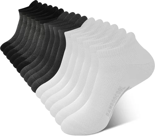 Vista 8 de BAMBOO COOL Calcetines tobilleros deportivos para hombre que absorben la 4*negro/4*gris oscuro