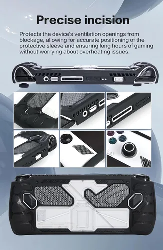 Vista 5 de Funda protectora para ASUS ROG Ally, funda de TPU para ASUS ROG Ally con soporte, incluye 2 protectores de pantalla de vidrio templado ASUS ROG
