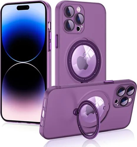 Vista 8 de Funda magnética para iPhone 14 Pro, con anillo de soporte, [compatible con Magsafe] [protección de cámara] grado militar a prueba de golpes con Negro