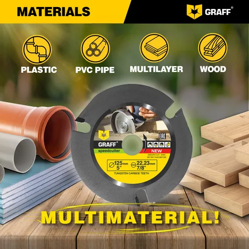 Vista 2 de GRAFF SPEEDCUTTER Disco de tallado de madera de 5 pulgadas para amoladora angular - Hoja de sierra circular para cortar, esculpir y dar