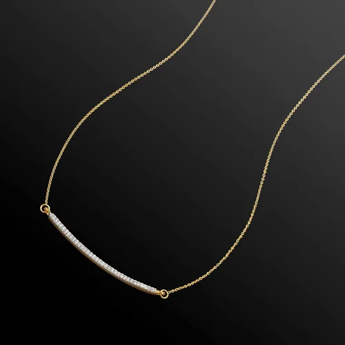 Vista 3 de Ross-Simons Collar de barra curva de diamantes RS Pure de 0,10 qt. t. w en oro amarillo de 14 kt