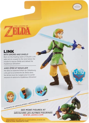 Vista 3 de Figura de acción de 4 pulgadas de Link de Nintendo Legend of Zelda: Skyward Sword con espada y escudo
