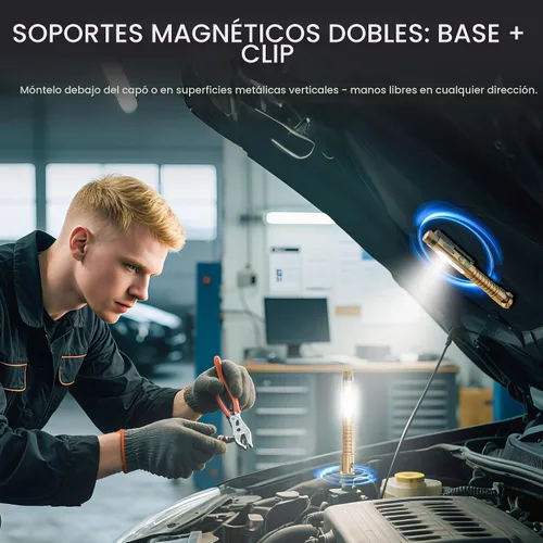 Vista 4 de Linterna EDC recargable, linterna pequeña de 800 lúmenes con clip magnético y base, linterna LED de 11 modos, rompedor de vidrio y abridor
