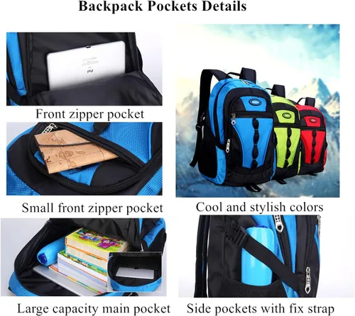 Vista 5 de Mochila escolar deportiva para niños con bloqueo de color, mochila escolar intermedia, mochila para estudiantes de primaria para niñas y niños