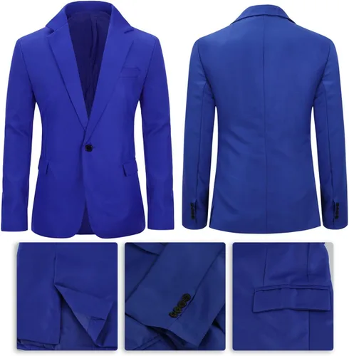 Vista 60 de YUNCLOS Chaqueta blazer casual de 1 botón con solapa con muescas para hombre