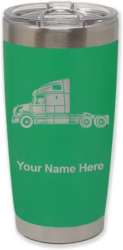 Vista 37 de LaserGram Taza aislada al vacío de 20 onzas, cabina de camión, grabado personalizado incluido (negro)