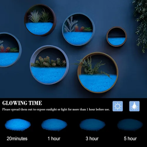 Vista 6 de 10000 piezas de piedras luminosas azules de 3-5 mm para acuarios, decoración de peceras, manualidades y arena luminosa para rellenar jarrones