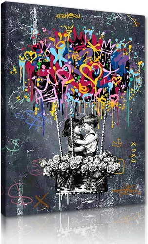 Vista 38 de Yeesjoee Graffiti Hip-Hop Style Culture - Arte de pared, póster abstracto de la vida es hermosa, impresión en lienzo colorido y moderno de pintura