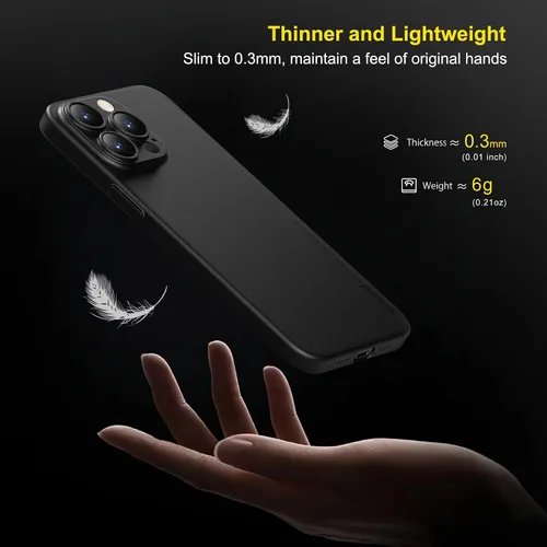 Vista 2 de memumi Funda ligera para iPhone 15 Pro Max, funda ultradelgada, protección completa de 0.012 in, acabado mate, cubierta dura para iPhone 15 Pro Max