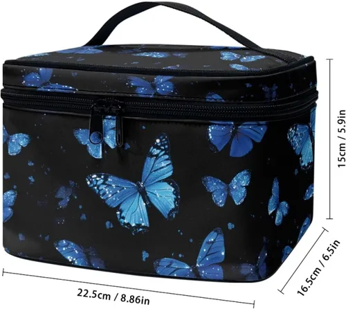 Vista 6 de doginthehole Bolsa de maquillaje, bolsa de cosméticos de viaje, bolsa de aseo portátil grande, organizador de accesorios para mujeres y niñas