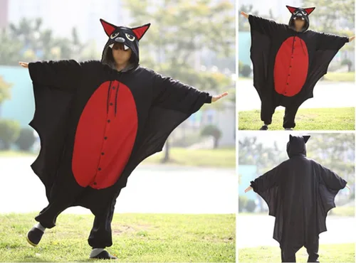 Vista 2 de WOTOGOLD Disfraz de murciélago negro para cosplay unisex para adultos, Negro