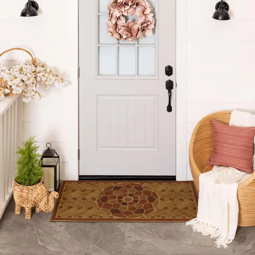 Vista 2 de Mohawk Home Stoney Medallion - Tapete de arcilla ornamental informal de 2 x 4 pies, perfecto para porche, garaje