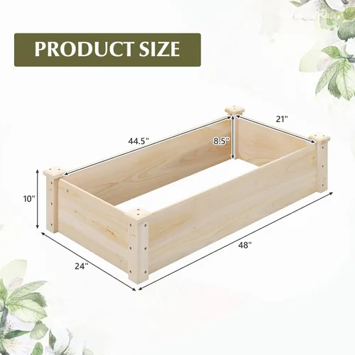Vista 7 de Conjunto de cama de jardín elevada de madera Giantex, caja de plantación rectangular para verduras, frutas, flores, hierbas, cama de plantación