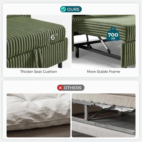 Vista 7 de LINSY HOME Sofá cama extraíble 3 en 1, sofá cama convertible de 58 pulgadas para sala de estar, mesa giratoria de 360°, reposabrazos