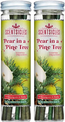 Vista 15 de Scentsicles Adornos para árbol de Navidad perfumados de abeto blanco de invierno, 2 botellas (12 varillas en total)