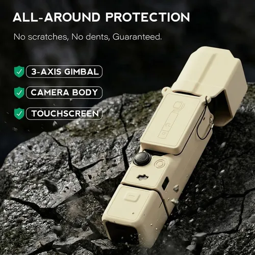 Vista 6 de Funda protectora para cámara DJI Osmo Pocket 3/Xtra Muse, funda de silicona suave con 2 protectores de pantalla y lente, accesorios de cuerpo