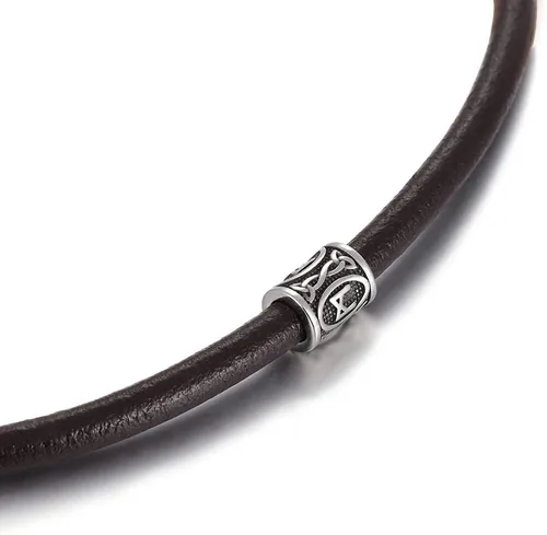 Vista 4 de 5 cuentas vikingas de acero inoxidable, cuentas espaciadoras de metal, cuentas espaciadoras de agujero grande, cuentas de tubo de plata antigua