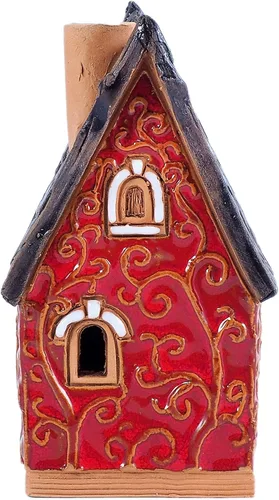 Vista 5 de Aldeas de cerámica y casas colección - coleccionable casa roja miniatura - cono incienso titular R502