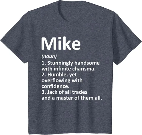 Vista 60 de MIKE Definition - Camiseta divertida para regalo de cumpleaños con nombre personalizado, Negro, S