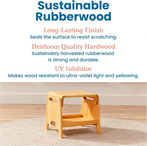 Vista 7 de ECR4Kids Taburete ajustable para sentarse o escalonar con almacenamiento, madera, muebles para niños, miel
