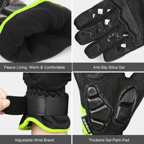 Vista 6 de INBIKE Guantes de ciclismo para hombre de invierno resistentes al viento, almohadillas térmicas reflectantes de gel pantalla táctil