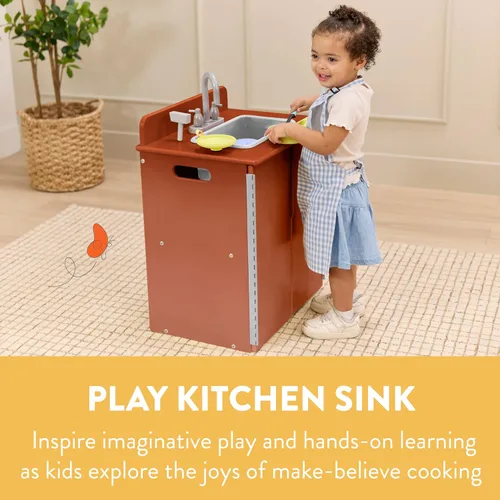 Vista 3 de Back2School Express - Fregadero de cocina para niños, de madera, nogal oscuro