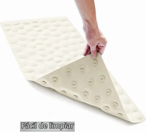 Vista 4 de Alfombra de baño de goma OTHWAY, suave y antideslizante con ventosas potentes, para la tina (beige)