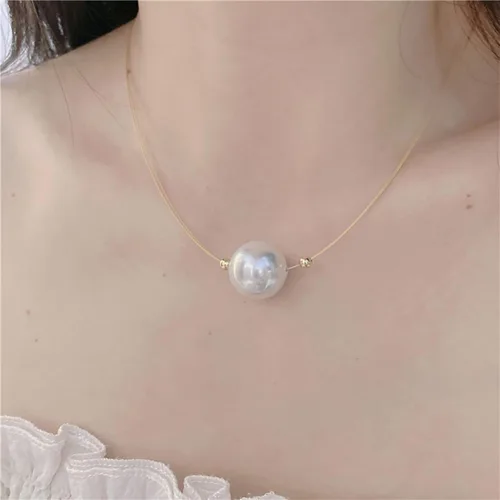Vista 2 de Collares de perlas para mujer, collar de perlas de imitación, joyería de perlas para novia, regalos de 5 dólares, joyería para mujer, artículos