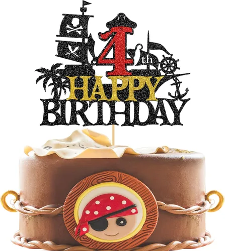 Vista 10 de Decoración para pastel de cumpleaños de 1er cumpleaños, barco pirata náutico de vela para primer cumpleaños, decoración de fiesta de cumpleaños