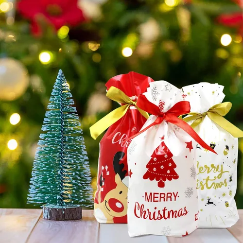 Vista 7 de GP Life - 50 bolsas de Navidad con cordón, bolsas de dulces de Navidad, bolsas de dulces para regalos de fiesta de Navidad