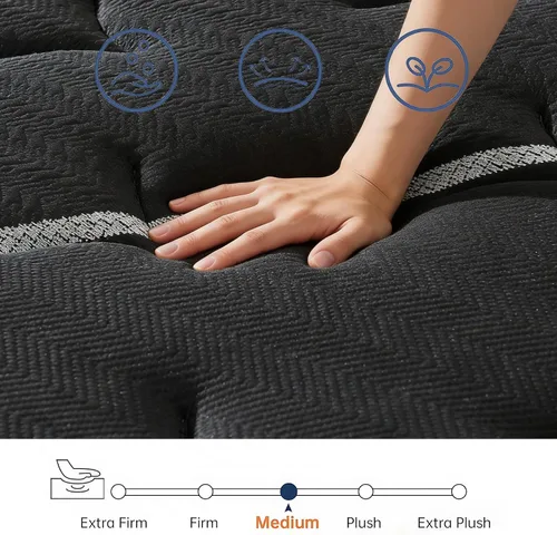 Vista 2 de Twin Mattress, 10 inch Twin Size Mattress Luxury Hybrid with Memory Foam & Pocket Springs for Dual Additional Support and Motion Isolation, Medium