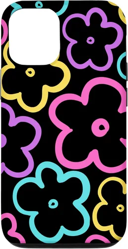 Vista 11 de Funda para iPhone 12 Mini con diseño de flores silvestres retro colorido negro floral
