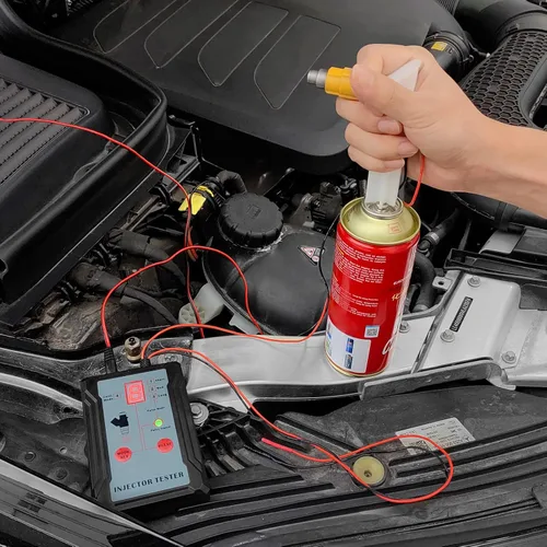 Vista 2 de Shkalacar Probador de inyector de combustible y adaptador Probador de pulso Limpiador para diagnóstico Limpieza de inyectores Herramienta