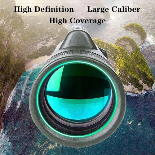 Vista 8 de Telescopio monocular monocular HD de 12 × 50, con adaptador para teléfono inteligente y trípode de metal, monocular compacto impermeable de alta