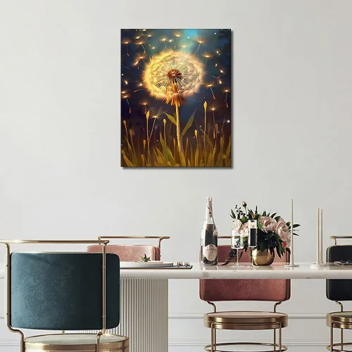 Vista 4 de TUMOVO Pintura por números para adultos, pintura de diente de león por números, campo de semillas de diente de león para adultos kits de pintura por