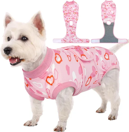 Vista 51 de Kuoser Traje de cirugía para perro, cómodo traje de recuperación para perras, mameluco protector posoperatorio, alternativa suave al cuello E