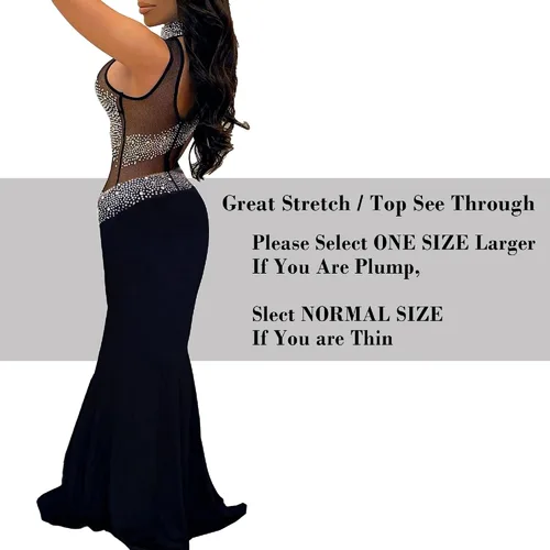 Vista 2 de PORRCEY - Vestido sexy con diamantes de imitación para mujer, vestido de noche para fiesta y club