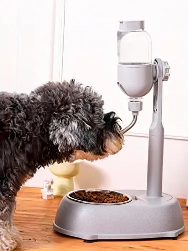 Vista 8 de Dispensador de agua para mascotas, cuenco dispensador de agua para mascotas, 2 en 1, 16.9 fl oz, multifuncional, altura desmontable con soporte